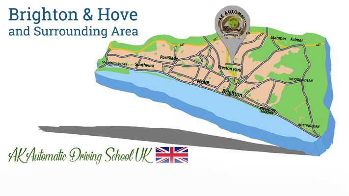 Driving Test Preparation and Mock Test Routes Map - Brighton, Hove, Shoreham, Lewes areas